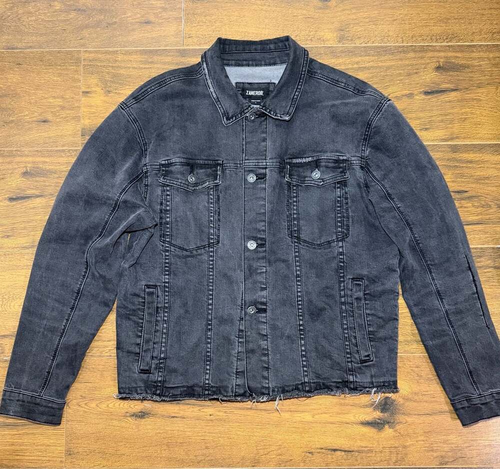 Zanerobe Black Distressed Denim Jacket Size S